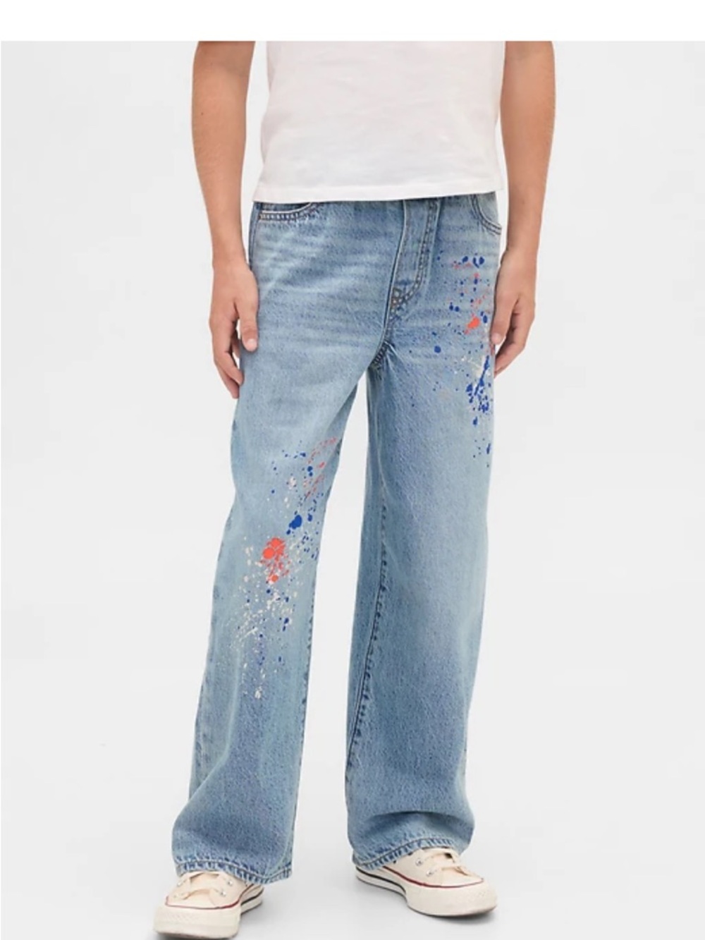 GAP Light Blue Denim Jeans with Paint Splatter for Boys (size L/10)